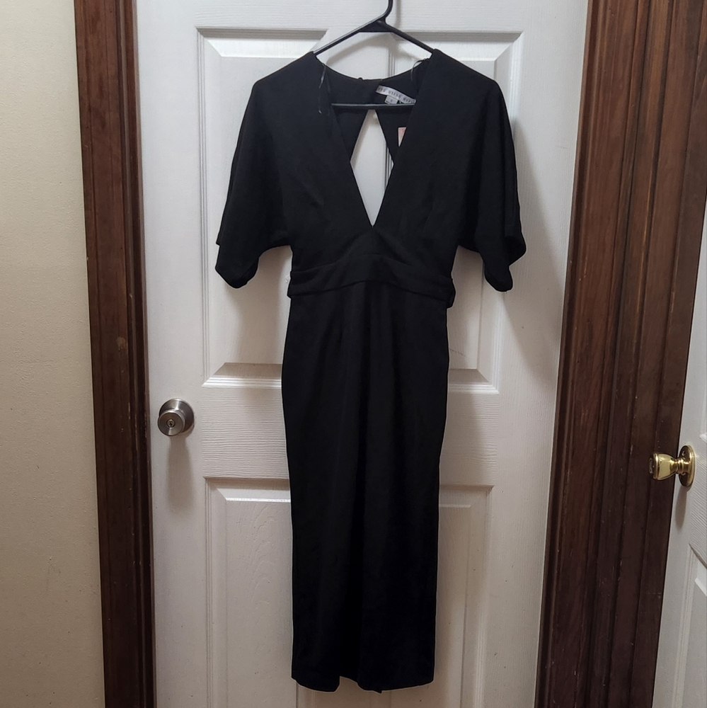 Hyfve Women's Plunge V-Neck Midi Dress Sz Small New